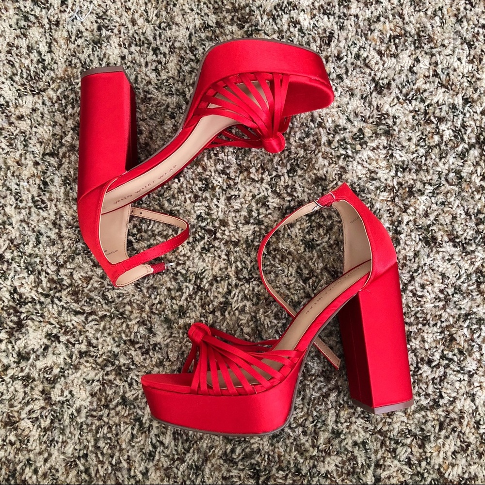 Who What Wear Red Ella Platform Heels
